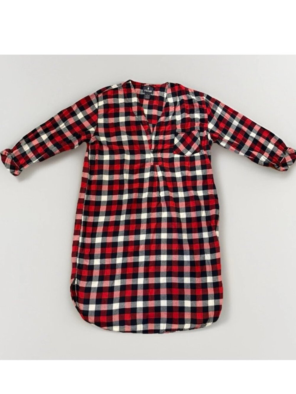 Stafford Women’s Plaid Flannel Top/ Sleep Gown Shirt W Pocket Sz Large
